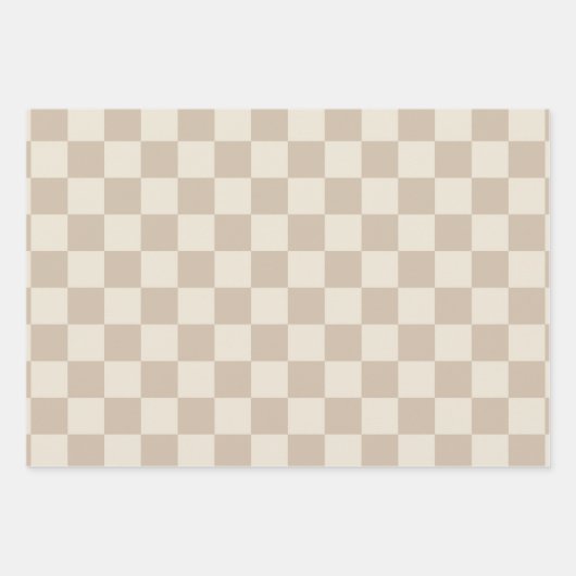 Bruin en Beige Checkerboard Inpakpapier Vel (Voorkant)