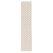 Bruin en Beige Checkerboard Korte Tafelloper (Voorkant)