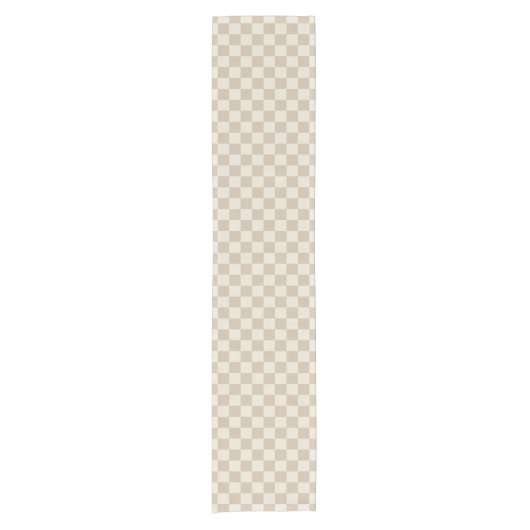 Bruin en Beige Checkerboard Korte Tafelloper (Voorkant)