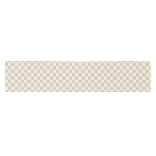 Bruin en Beige Checkerboard Korte Tafelloper (Horizontaal)