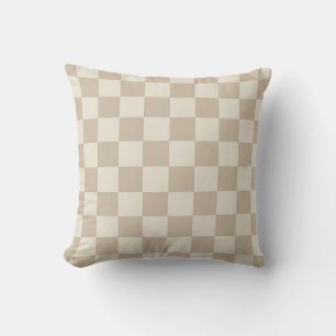 Bruin en Beige Checkerboard Kussen
