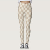 Bruin en Beige Checkerboard Leggings (Voorkant)