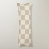 Bruin en Beige Checkerboard Lichaamskussen (Achterkant (Verticaal))
