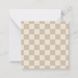 Bruin en Beige Checkerboard Notitiekaartje