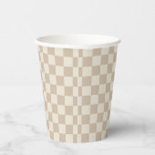 Bruin en Beige Checkerboard Papieren Bekers (Rechts)