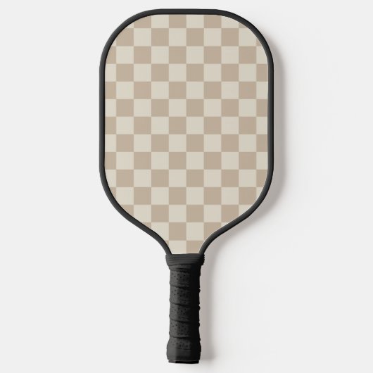 Bruin en Beige Checkerboard Pickleball Paddle (Achterkant)