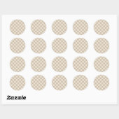 Bruin en Beige Checkerboard Ronde Sticker (Vel)