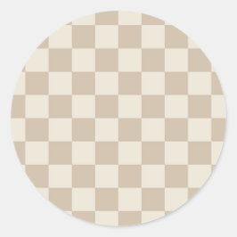 Bruin en Beige Checkerboard Ronde Sticker