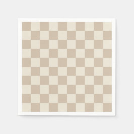 Bruin en Beige Checkerboard Servet