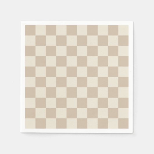 Bruin en Beige Checkerboard Servet (Voorkant)