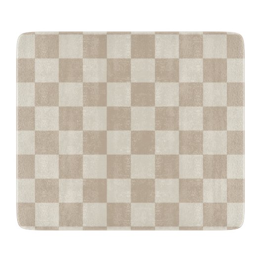 Bruin en Beige Checkerboard Snijplank (Voorkant)