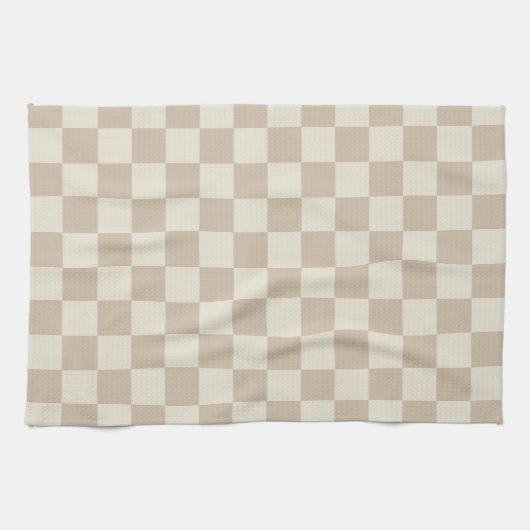 Bruin en Beige Checkerboard Theedoek (Horizontaal)