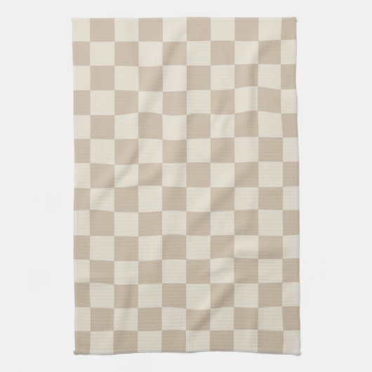 Bruin en Beige Checkerboard Theedoek (Verticaal)