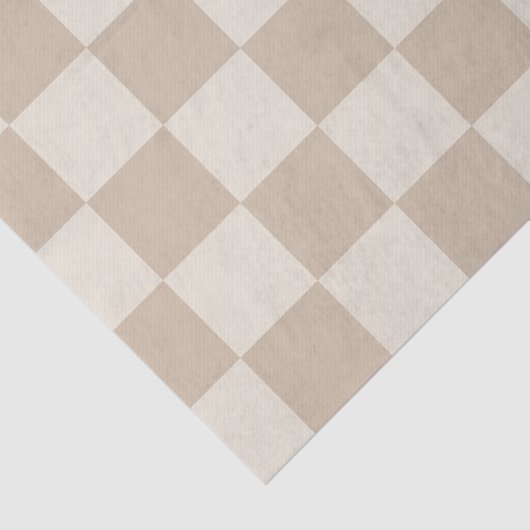 Bruin en Beige Checkerboard Tissuepapier (Detail)