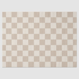 Bruin en Beige Checkerboard Tissuepapier