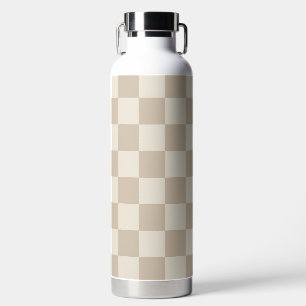 Bruin en Beige Checkerboard Waterfles