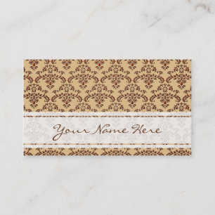 Bruin- en beige Damask-patroon Visitekaartje