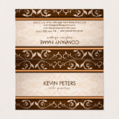 Bruin en beige damast patroon visitekaartje (Buitenkant ongevouwen)