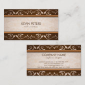 Bruin en beige damast visitekaartje (Voorkant / Achterkant)