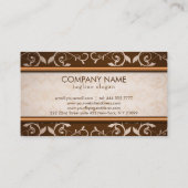 Bruin en beige damast visitekaartje (Achterkant)