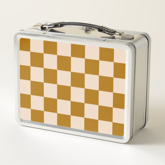 Bruin en beige dambordpatroon (Achterkant)