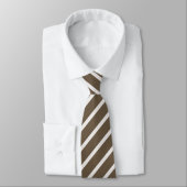 Bruin en beige diagonaal streeppatroon stropdas (Gebonden)