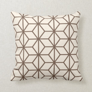Bruin en beige geometrisch art-decopatroon kussen