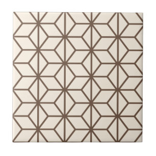 Bruin en beige geometrisch art decopatroon tegeltje