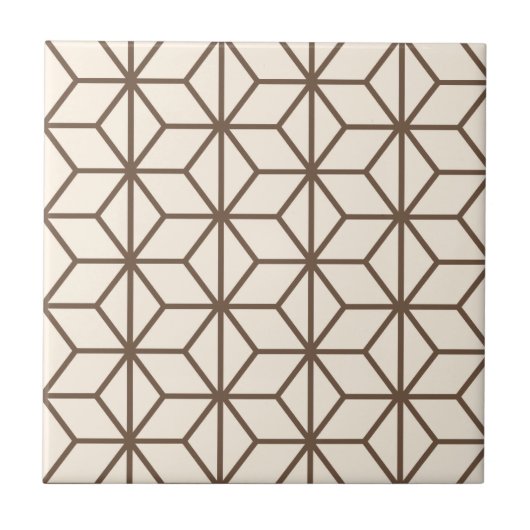 Bruin en beige geometrisch art decopatroon tegeltje (Voorkant)