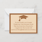 Bruin en beige Gepersonaliseerd Afstuderen Dank u Notitiekaartje (Achterkant)