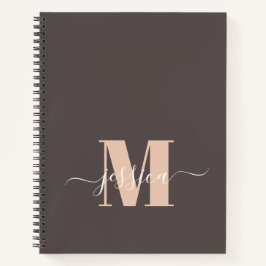 Bruin en Beige Gepersonaliseerd Monogram Notitiebo Notitieboek