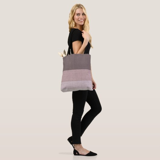 Bruin en Beige Gestreept, Tote Bag (Op model)