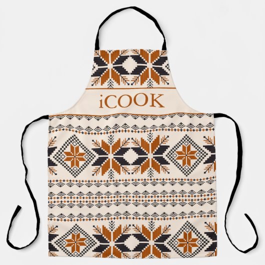 Bruin en beige inheems Amerikaans patroon Schort (Voorkant)