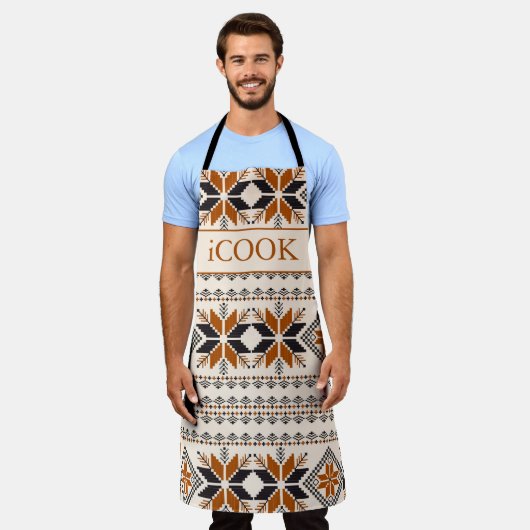 Bruin en beige inheems Amerikaans patroon Schort (Gedragen)