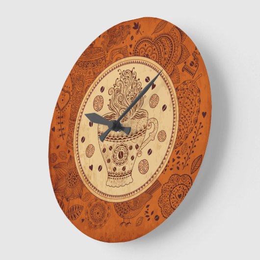 Bruin- en beige koffieontwerpers grote klok (Hoek)