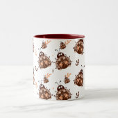 Bruin en Beige Lieveheersbeestje en Bloempatroon Tweekleurige Koffiemok (Center)