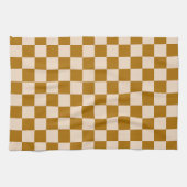 Bruin en beige schaakbordpatroon theedoek (Horizontaal)