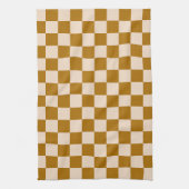Bruin en beige schaakbordpatroon theedoek (Verticaal)
