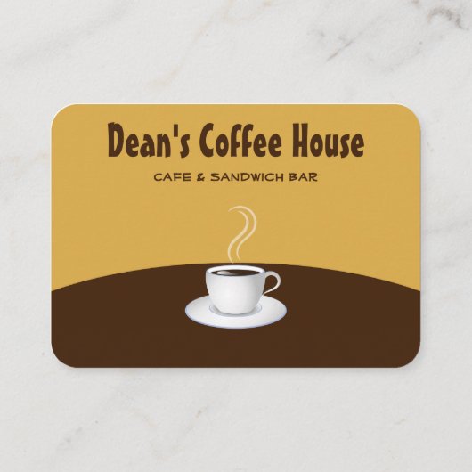 Bruin en Beige Stijlvolle Koffiewinkel Café Groot Visitekaartje (Achterkant)