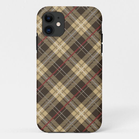 Bruin en beige tartan geruite patroon Case-Mate iPhone case (Achterkant)