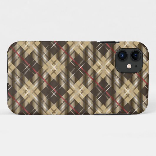 Bruin en beige tartan geruite patroon Case-Mate iPhone case (Achterkant (horizontaal))