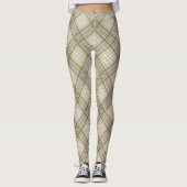 Bruin en beige tartan spelden leggings (Voorkant)
