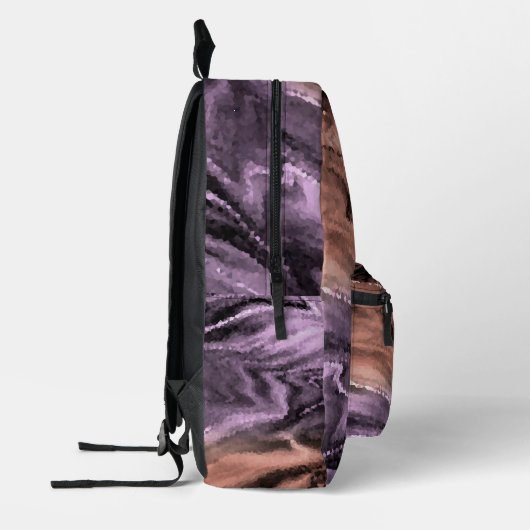 Bruin en beige troebel kristalpatroon bedrukte rugzak (Links)