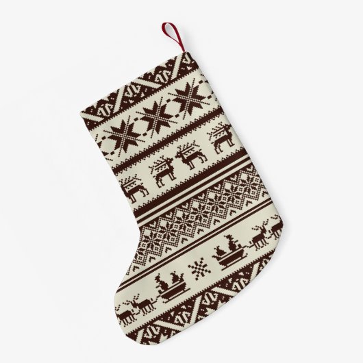 Bruin en beige Ugly kerstSweater - Jouw naam Kleine Kerstsok (Achterkant (Hangend))