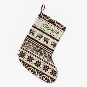 Bruin en beige Ugly kerstSweater - Jouw naam Kleine Kerstsok