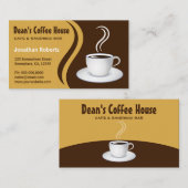 Bruin en Beige Waves Koffiehuis Café Visitekaartje (Voorkant / Achterkant)