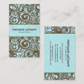 Bruin en Blauw Abstract Willekeurige Swirls Visitekaartje (Voorkant / Achterkant)