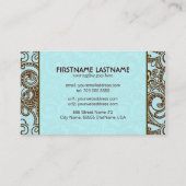 Bruin en Blauw Abstract Willekeurige Swirls Visitekaartje (Achterkant)