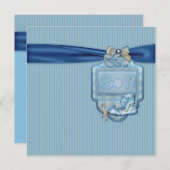 Bruin en blauw  Baby Boy Shower Kaart (Voorkant / Achterkant)