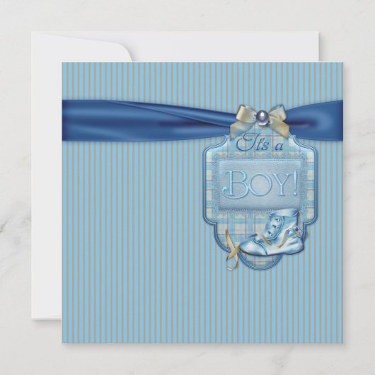 Bruin en blauw  Baby Boy Shower Kaart (Voorkant)